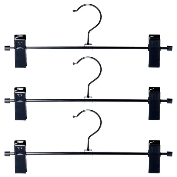Sort metal buksebøjle med clips, 3 stk.