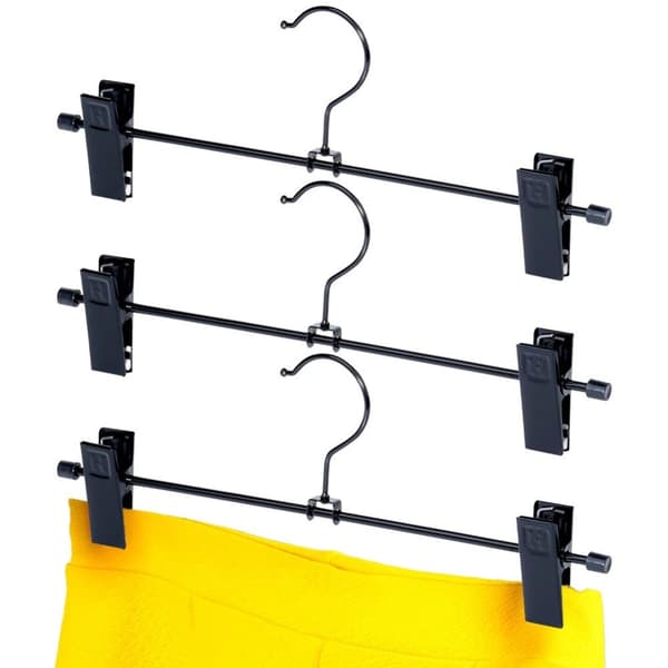 Sort metal buksebøjle med clips, 3 stk.