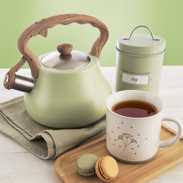Vannkoker med fløyte, stål, GRØNN, 3 l