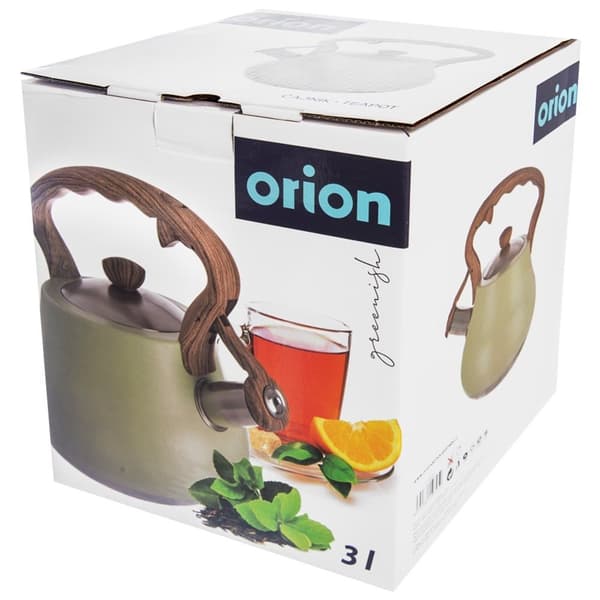 Vedenkeitin pillillä, teräs, VIHREÄ, 3 l