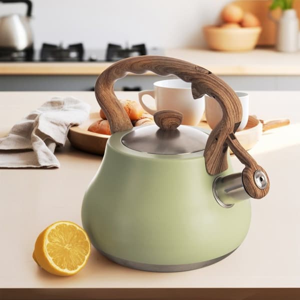 Vedenkeitin pillillä, teräs, VIHREÄ, 3 l
