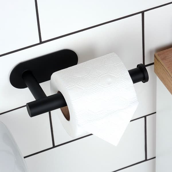 Musta teräksinen wc-paperiteline
