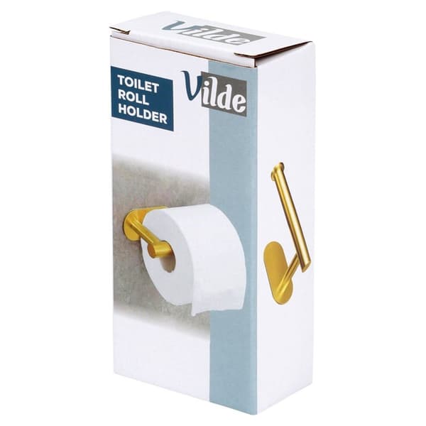 Toalettpapirholder stål gull