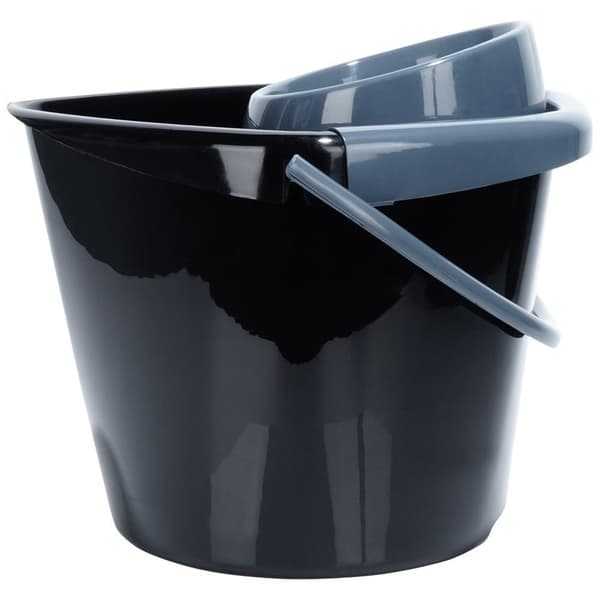Mopphink med vridare, plast, svart, 10 l