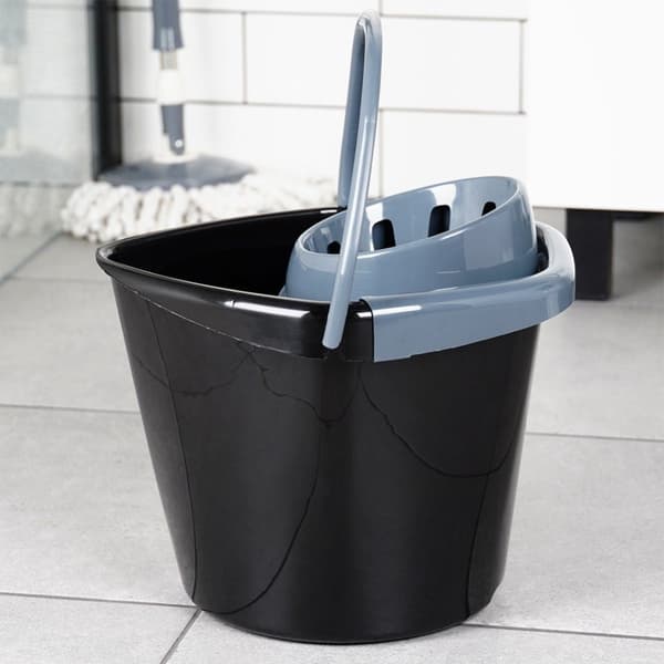 Mopphink med vridare, plast, svart, 10 l