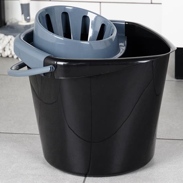 Mopphink med vridare, plast, svart, 10 l