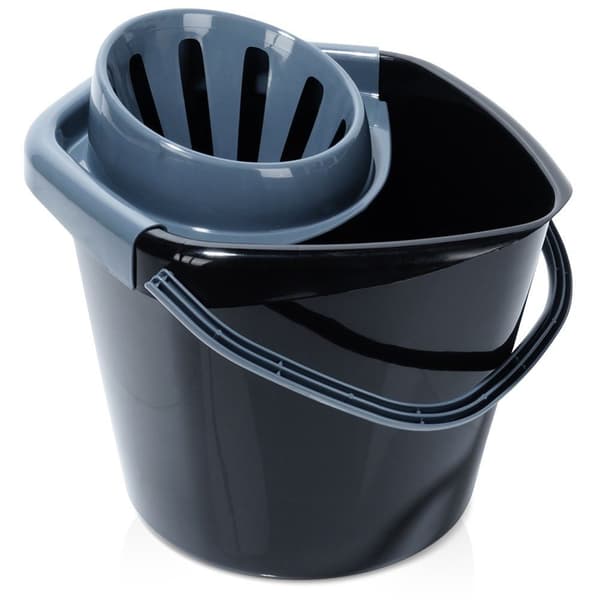 Mopphink med vridare, plast, svart, 10 l