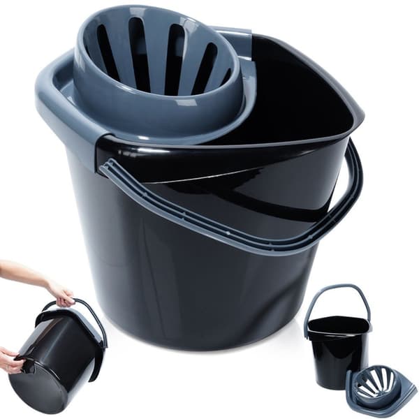 Mopphink med vridare, plast, svart, 14 l