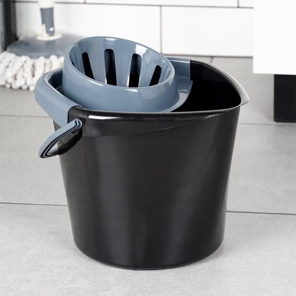 Mopphink med vridare, plast, svart, 14 l