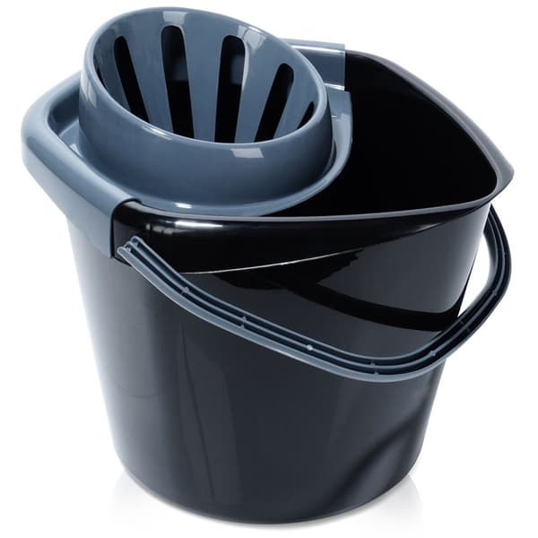 Mopphink med vridare, plast, svart, 14 l