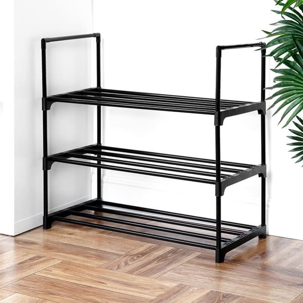 Skostativ metall sort 3-plan 57x28x55 cm