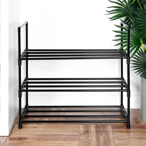 Skostativ metall sort 3-plan 57x28x55 cm