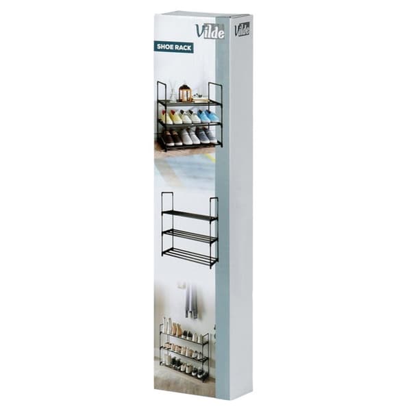 Skostativ metall sort 3-plan 57x28x55 cm