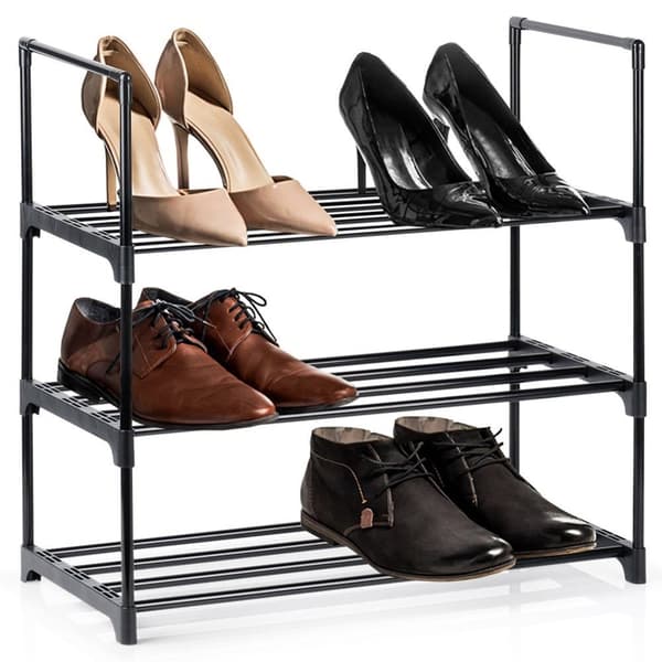 Skostativ metall sort 3-plan 57x28x55 cm