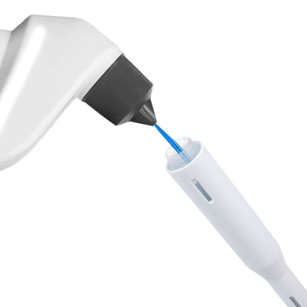 Silikon toalettbørste med stativ og væskedispenser hvit 40 cm