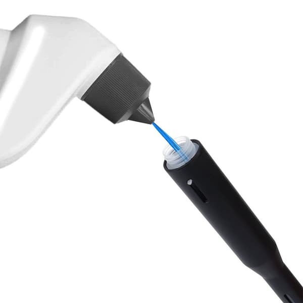 Toalettborste i silikon med stativ och vätskedispenser svart 40 cm