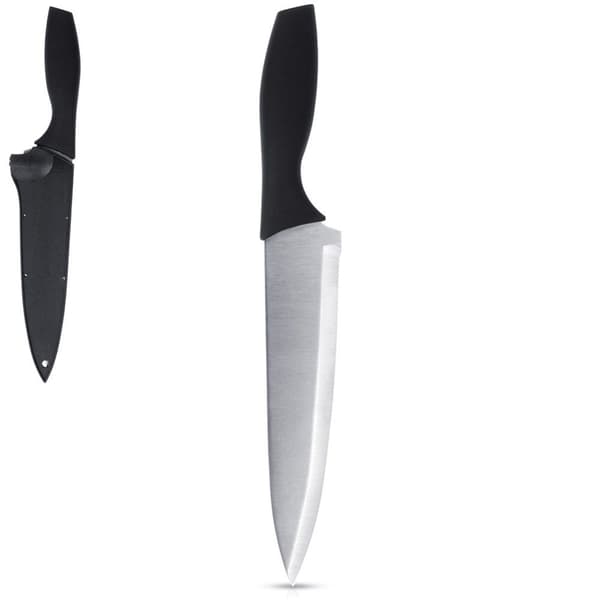 Kokkekniv i stål med knivbeskyttelse 19 cm