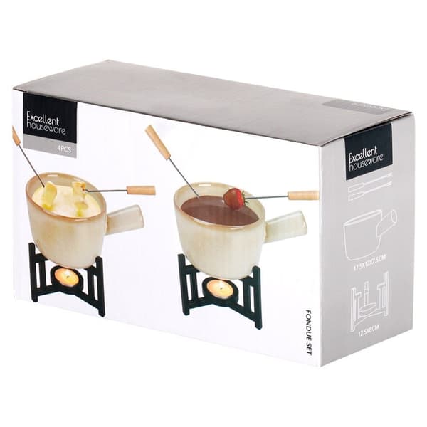 Fonduesæt, porcelæn, 450 ml, 4 stk.