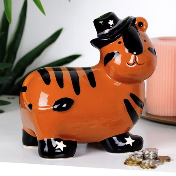 Keramisk sparegris tiger