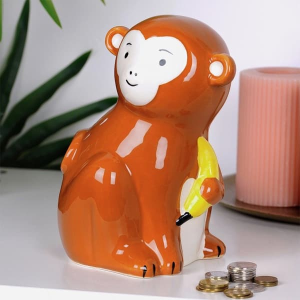 Keraaminen Monkey Piggy Bank