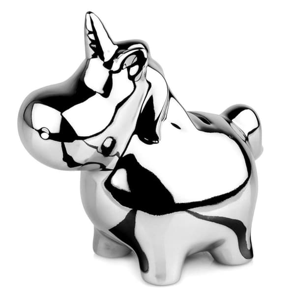 Keramisk spargris, silver, spegel, 18x10,5 cm