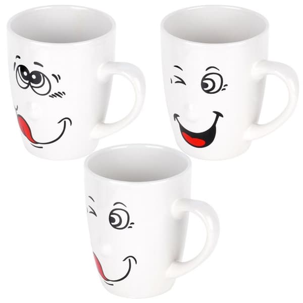 Keramikkrus smiley 350 ml 6 stk.