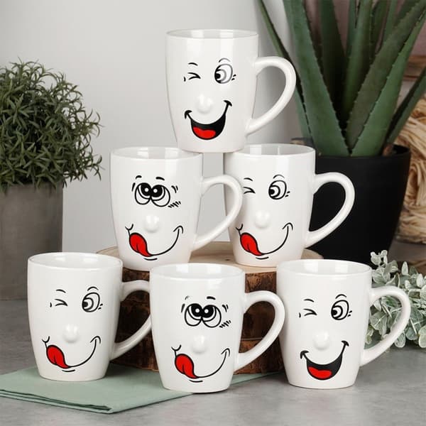 Keramikkrus smiley 350 ml 6 stk.