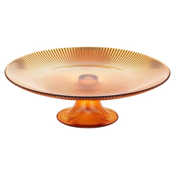 Lasinen kakkuteline ruskealla jalalla 28 cm