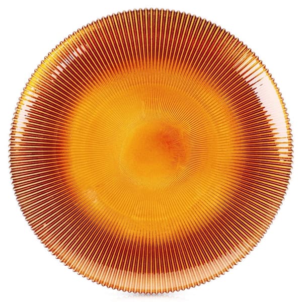 Middagstallerken grunt glass rav 28 cm