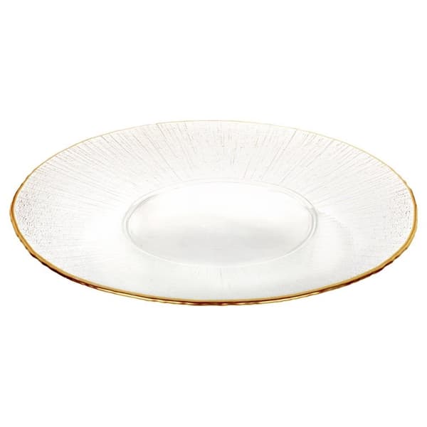 Middagstallrik grunt glas guldfat 30 cm