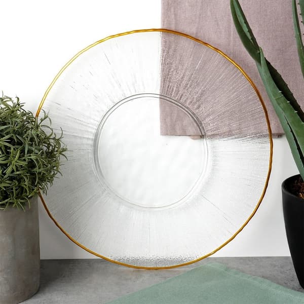 Middagstallrik grunt glas guldfat 30 cm