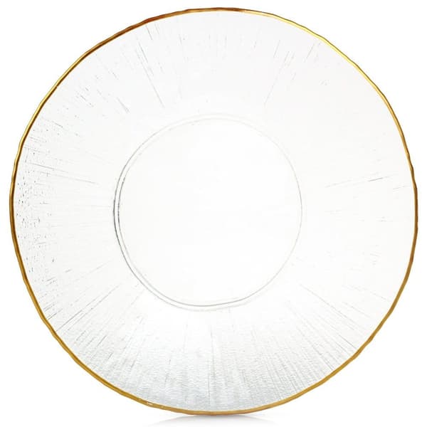Middagstallrik grunt glas guldfat 30 cm