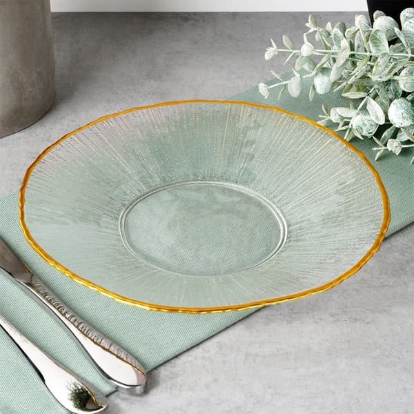 Glas dessert tallrik guld 21 cm