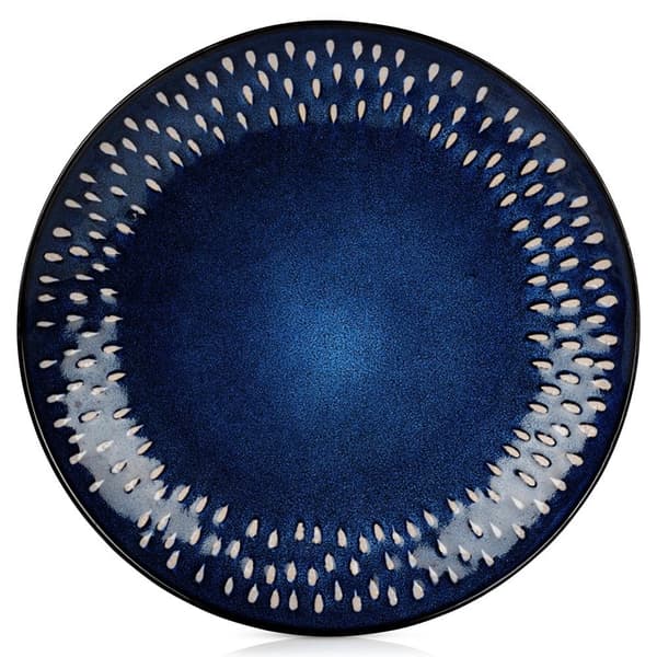 Middagstallerken, keramikk, grunt, marineblå, 28 cm