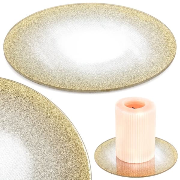 Teline koristeellisille kynttiläkoostumuksille, peililasi, glitter, 15 cm
