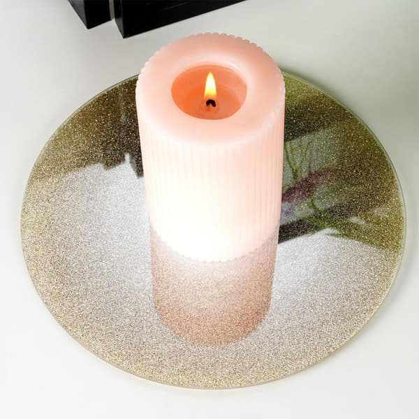 Teline koristeellisille kynttiläkoostumuksille, peililasi, glitter, 15 cm