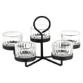 Miniatyrbilde 3 av 7: Sort metalllysestake med glassinnsats for 5 lys 21x21x12 cm
