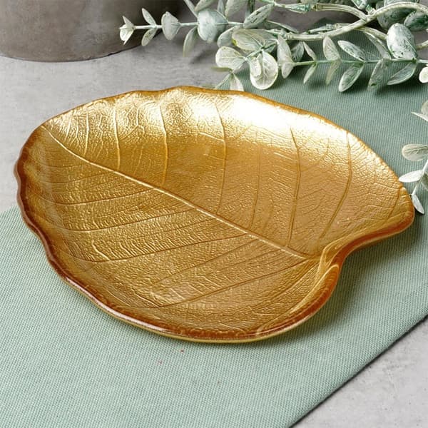 Glasguld serveringsfad 18x16 cm