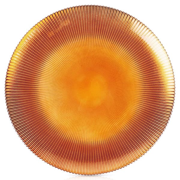 Bärnstensfärgad glasplatta, fat, 33 cm