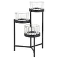 Miniatyrbilde 3 av 7: Sort metalllysestake med glassinnsats for 3 lys 11x11x18,5 cm