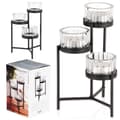 Miniatyrbilde 7 av 7: Sort metalllysestake med glassinnsats for 3 lys 11x11x18,5 cm