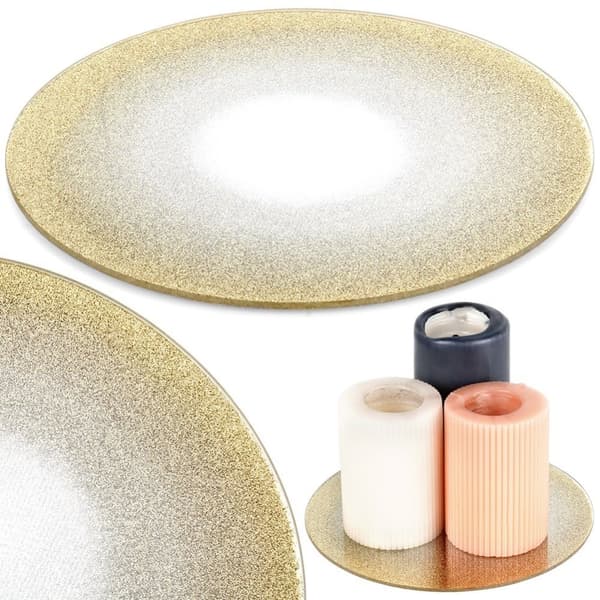 Teline koristeellisille kynttiläkoostumuksille, peililasi, glitter, 20 cm