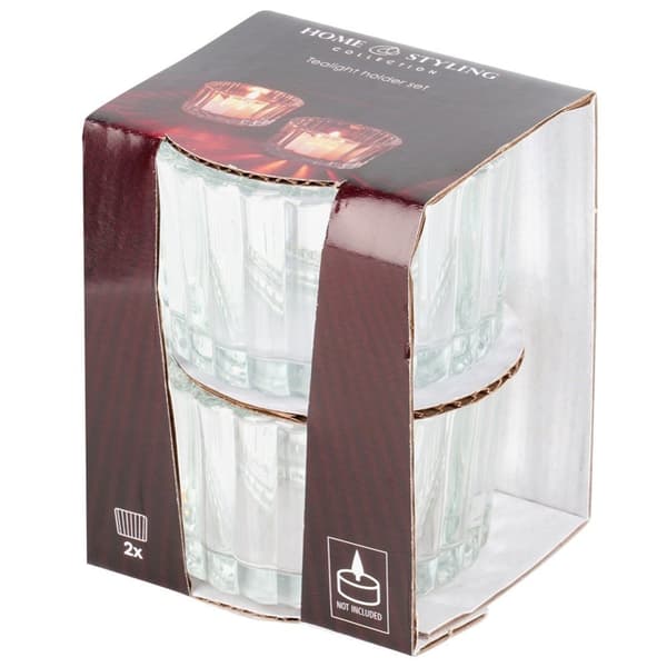 Telysholder i glass 5,7 cm 2 stk.