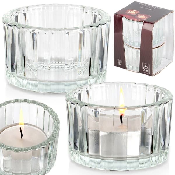 Telysholder i glass 5,7 cm 2 stk.