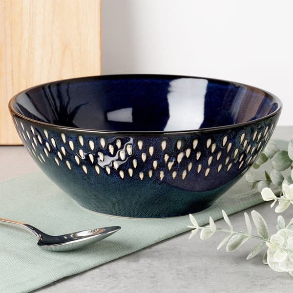 Keramisk salatskål, marineblå, 20 cm, 1,1 l