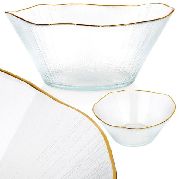 Salatskål glas guld 21 cm, 1,2 l