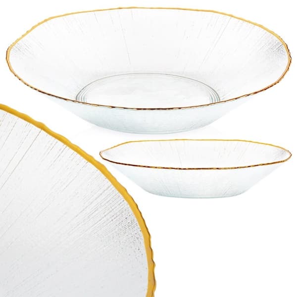Salatskål glas guld 29,5 cm, 1,6 l