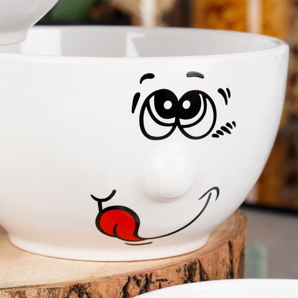 Keramiske smileyskåler 13,5 cm, 550 ml 6 stk.