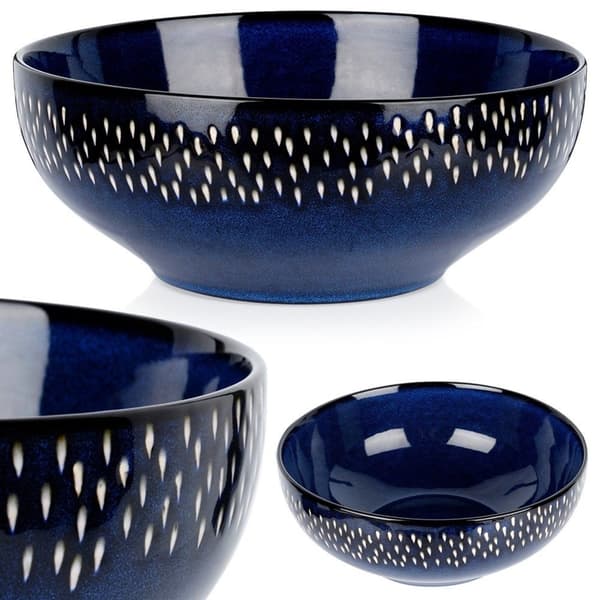 Keramisk salladsskål, marinblå, 25 cm, 2,8 l