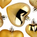 Miniatyrbild 5 av 6: Sprängsäkra julgranskulor hjärtan guld 6,5/4,5 cm 16 st.